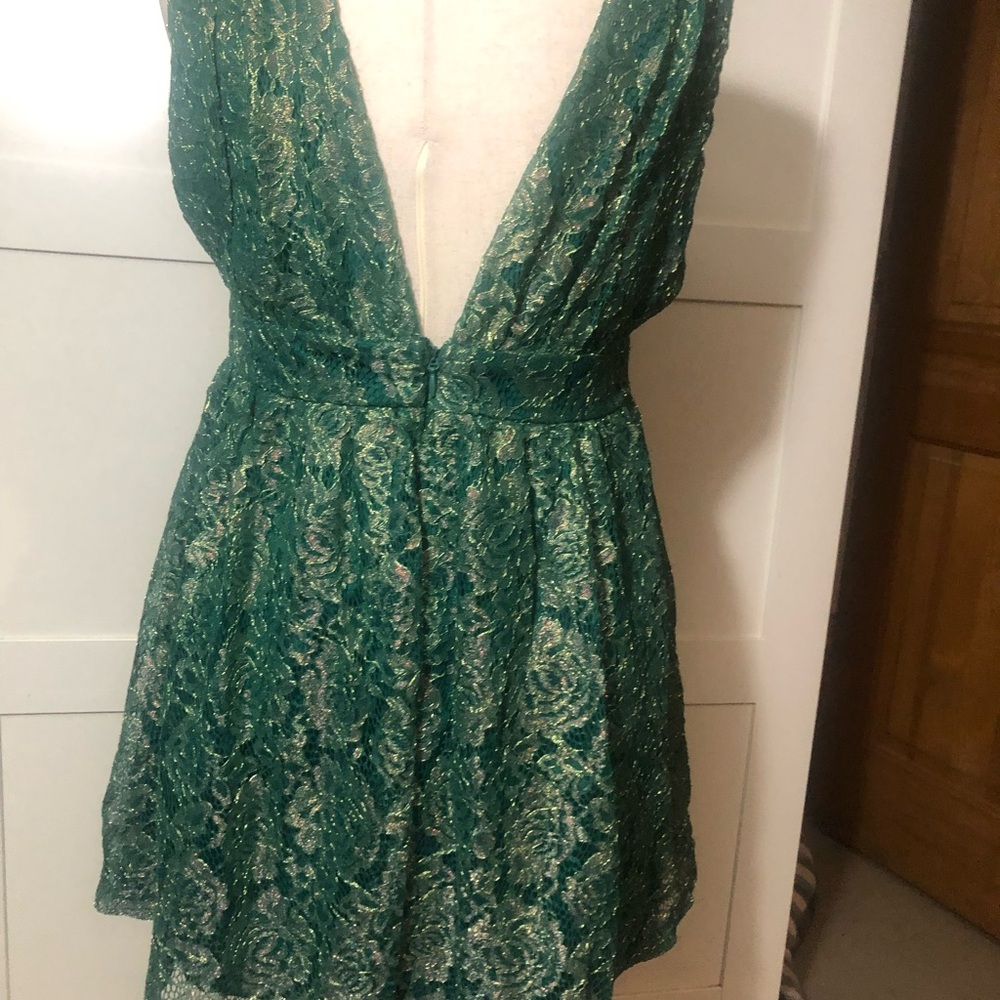Lulu's Teal Lace Mini Dress